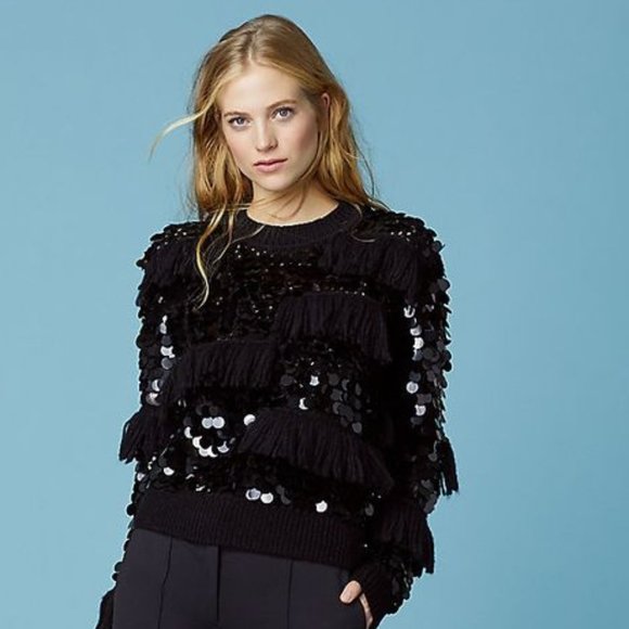 DVF | Diane's Edit | Alix Sequin Pullover in Black Size Med - Picture 1 of 11